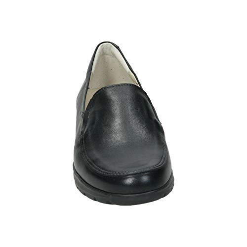 Zapato en Piel con Elasticos y Plantilla Extraible cuñita de 3cm (Negro, Numeric_38)