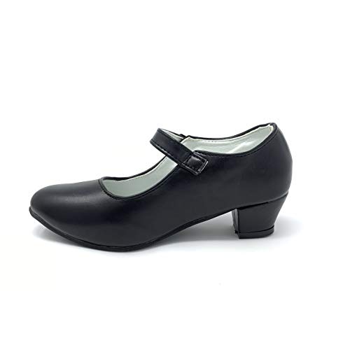 Zapato Flamenco Danza Baile Sevillanas niña Mujer Negro Blanco (28, Negro)