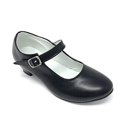 Zapato Flamenco Danza Baile Sevillanas niña Mujer Negro Blanco (28, Negro)