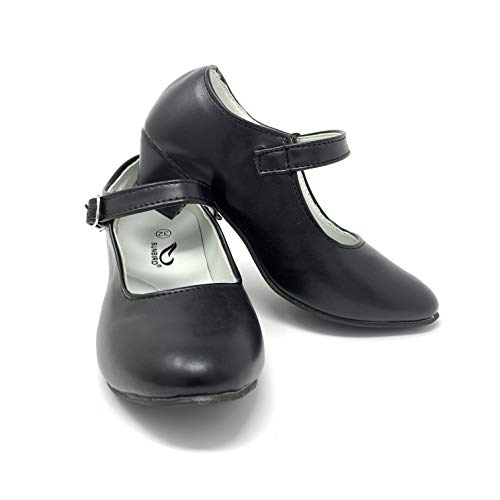 Zapato Flamenco Danza Baile Sevillanas niña Mujer Negro Blanco (28, Negro)