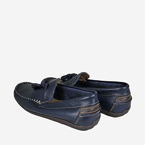 Zapato Mocasin Castellano Piel de Hombre Borlas Color Marino