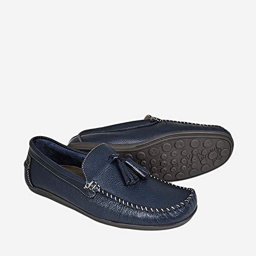 Zapato Mocasin Castellano Piel de Hombre Borlas Color Marino