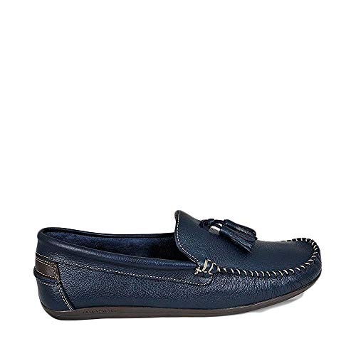 Zapato Mocasin Castellano Piel de Hombre Borlas Color Marino