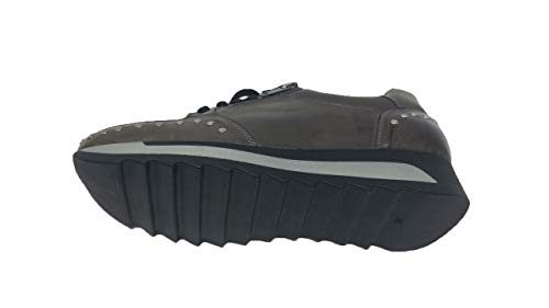 Zapato/Aback/Mujer/Empeine de Piel/Cierre con Cremallera y Cordones/Suela Ligera de Poliuretano/Color Gris Elefante/Talla 40