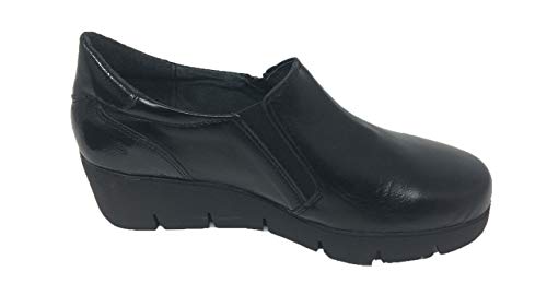 Zapato/Aback/Mujer/Material Empeine: Piel y Charol/Suela de Goma/Cierre de Cremallera y Elástico/Plataforma 5cm/Color Negro/Talla 38