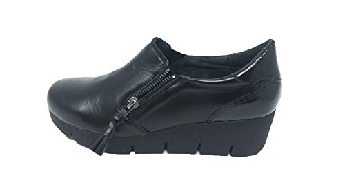 Zapato/Aback/Mujer/Material Empeine: Piel y Charol/Suela de Goma/Cierre de Cremallera y Elástico/Plataforma 5cm/Color Negro/Talla 38