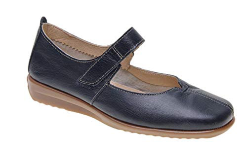 Zapaton Piel con Cierre Tira Velcro Forro Piel (Marino, Numeric_38)