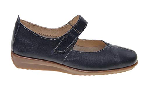 Zapaton Piel con Cierre Tira Velcro Forro Piel (Marino, Numeric_38)