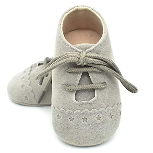 Zapatos Bebé Niña 2019 SHOBDW Zapatos Bebé Niño Verano Suela Suave Antideslizante Zapatillas Ata para Arriba Zapatos Bajos Linda Zapatos Bebé Recién Nacida Zapatos Bebe Primeros Pasos(Gris,0~6)