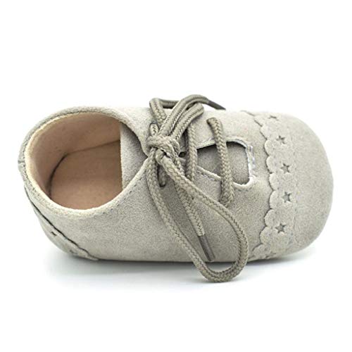 Zapatos Bebé Niña 2019 SHOBDW Zapatos Bebé Niño Verano Suela Suave Antideslizante Zapatillas Ata para Arriba Zapatos Bajos Linda Zapatos Bebé Recién Nacida Zapatos Bebe Primeros Pasos(Gris,0~6)