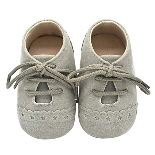 Zapatos Bebé Niña 2019 SHOBDW Zapatos Bebé Niño Verano Suela Suave Antideslizante Zapatillas Ata para Arriba Zapatos Bajos Linda Zapatos Bebé Recién Nacida Zapatos Bebe Primeros Pasos(Gris,0~6)