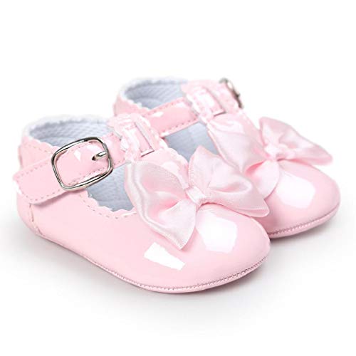 Zapatos Bebé Niña 2019 SHOBDW Zapatos De Princesa Dulce Pisos Zapatos Cuna Suela Suave Antideslizante Zapatillas Zapatos Lindos del Bowknot Primeros Pasos Zapatos Bebé Recién Nacida(Rosa,12~18)