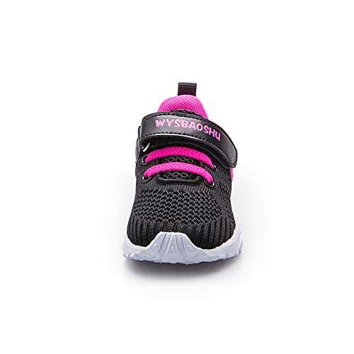 Zapatos Bebe Niña Deportivas Niña Velcro Chicas Tenis Bambas Zapatillas de Correr Unisex Calzado Gimnasio Caminar Diariamente Zapatos Atléticos Interior y Exterior Lindo Moda Negro Talla 22