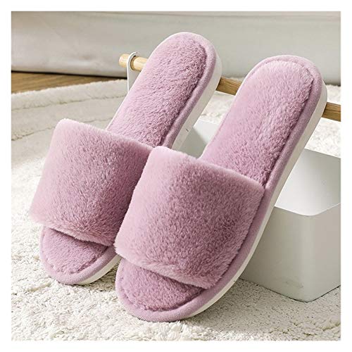 Zapatos caseros zapatillas de interior Invierno Mujeres Casa zapatillas de imitación de piel caliente zapatos de las señoras se deslizan en los Pisos femenino Diapositivas Rosa Negro Cosy Home peludo