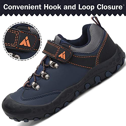 Zapatos Casuales de Niño Ultraligero Transpirable Zapatillas Senderismo Niña Cómodo Flexible Antideslizante Calzado Deportivo Niños Unisexo, PU Azul Ocuro 30