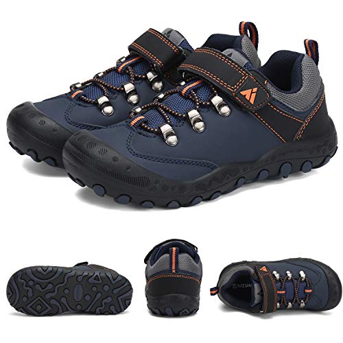 Zapatos Casuales de Niño Ultraligero Transpirable Zapatillas Senderismo Niña Cómodo Flexible Antideslizante Calzado Deportivo Niños Unisexo, PU Azul Ocuro 30