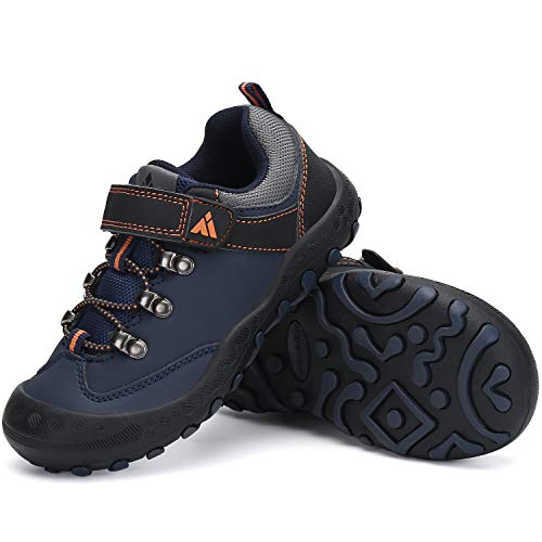 Zapatos Casuales de Niño Ultraligero Transpirable Zapatillas Senderismo Niña Cómodo Flexible Antideslizante Calzado Deportivo Niños Unisexo, PU Azul Ocuro 30