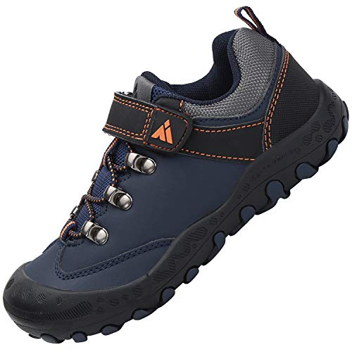 Zapatos Casuales de Niño Ultraligero Transpirable Zapatillas Senderismo Niña Cómodo Flexible Antideslizante Calzado Deportivo Niños Unisexo, PU Azul Ocuro 30