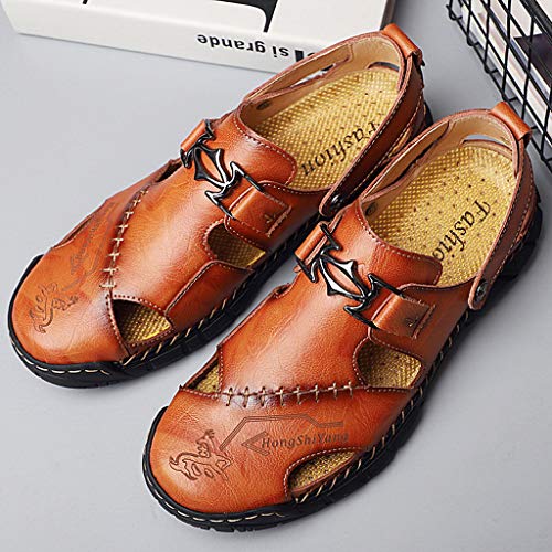 Zapatos Casuales De Talla Grande para Hombre Sandalias Deportivas De Verano Aire Libre Antideslizante Transpirable Zapatos Super Ligeros Elegantes Zapatillas De Playa Vintage De CañA Alta Marrón