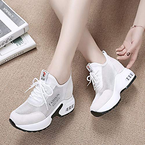 Zapatos Casuales para Mujer, Moda de Punto, Malla elástica, Transpirable, con Lentejuelas, decoración, Zapatillas cómodas, Gruesas, Creadas con Suela de cuña
