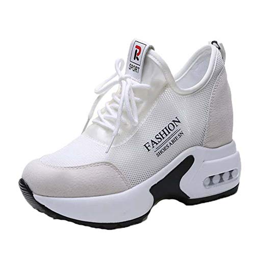 Zapatos Casuales para Mujer, Moda de Punto, Malla elástica, Transpirable, con Lentejuelas, decoración, Zapatillas cómodas, Gruesas, Creadas con Suela de cuña