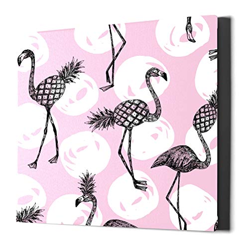 Zapatos con estampado de lienzo Popular Piña rosa con flamenco Imágenes impresas en lienzo Pinturas de pared de cocina 20 X20 pulgadas (50x50cm) Cuadros de obras de arte de pared para sala de estar D