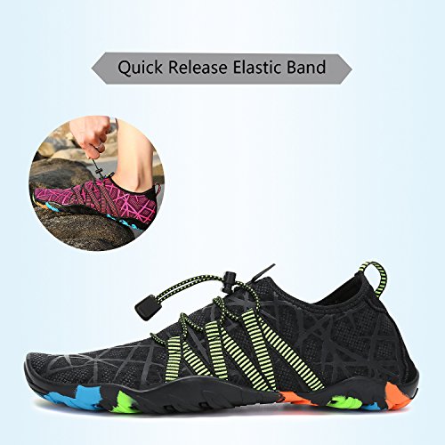 Zapatos de Agua para Buceo Snorkel Surf Piscina Playa Vela Mar Río Aqua Cycling Deportes Acuáticos Calzado de Natación Escarpines para Hombre Mujer,Negro 44