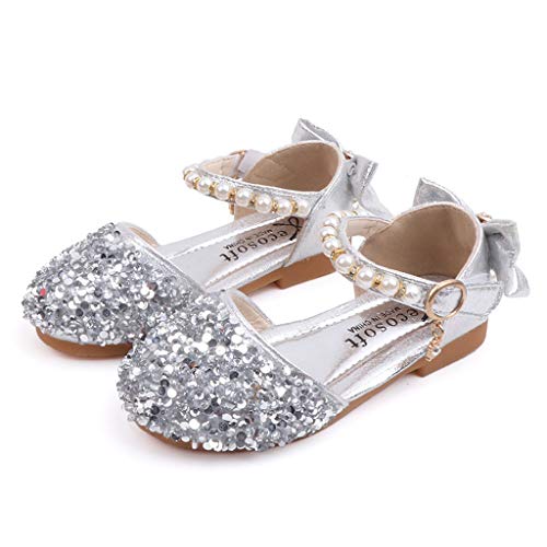 Zapatos de Baile de Tango Latino para Niños Bailarina Vestir Fiesta Arco Princesa Sandalias Rhinestone Lentejuelas Zapatitos de Tacón Bebé Niña Primavera Verano Zapatillas Niñas