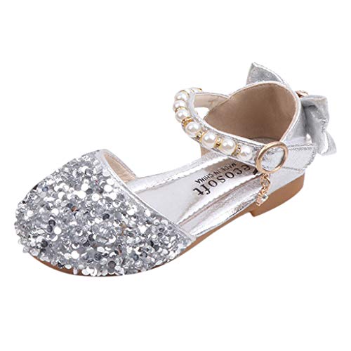 Zapatos de Baile de Tango Latino para Niños Bailarina Vestir Fiesta Arco Princesa Sandalias Rhinestone Lentejuelas Zapatitos de Tacón Bebé Niña Primavera Verano Zapatillas Niñas