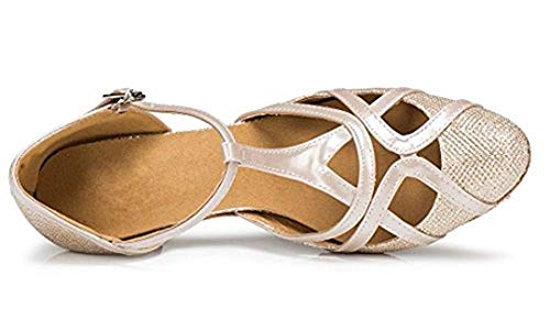 Zapatos de baile latino modernos para mujer, T-Starp cerrados con purpurina, para boda, tango, salón de baile, color, talla 39 EU