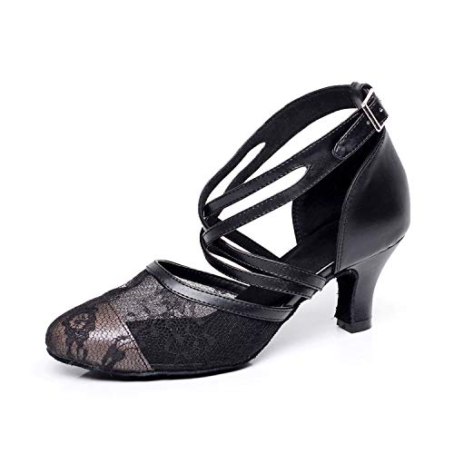 Zapatos de Baile Latino Mujer Salón Zapatos de Baile Latina Sandalias de tacón Acampanadas para Salsa Tango,Heel:optional,43EU