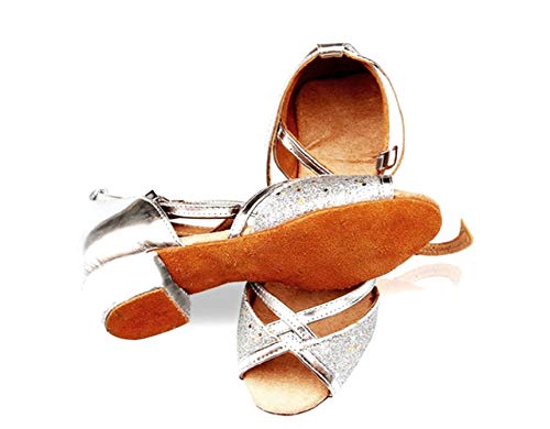Zapatos de Baile - latinoamericano - niñas - niñas - salón de Baile - Color Plata - Brillo - Talla 31 EU - Idea de Regalo de cumpleaños - Navidad - Fiesta