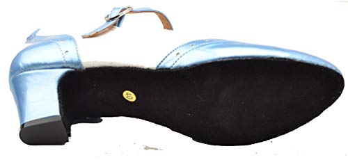 Zapatos de baile modernos Mary Jane para mujer con tacón de bloque y puntera cerrada, color Azul, talla 37.5 EU