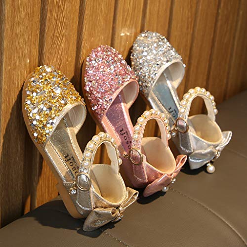 Zapatos de Baile Niña Zapatos Bebe Niña con Suela Primeros Pasos Bautizo Verano Lentejuelas Zapatos de Princesa Chicas para Bebés recién Nacidos Lindos Antideslizantes Lindos y Suaves
