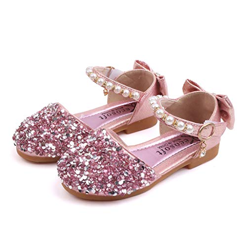 Zapatos de Baile Niña Zapatos Bebe Niña con Suela Primeros Pasos Bautizo Verano Lentejuelas Zapatos de Princesa Chicas para Bebés recién Nacidos Lindos Antideslizantes Lindos y Suaves