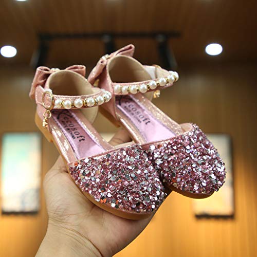 Zapatos de Baile Niña Zapatos Bebe Niña con Suela Primeros Pasos Bautizo Verano Lentejuelas Zapatos de Princesa Chicas para Bebés recién Nacidos Lindos Antideslizantes Lindos y Suaves