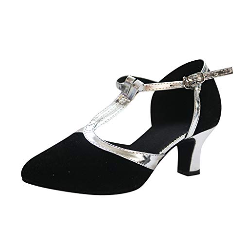 Zapatos de Baile/Zapatos Latinos para Mujer Casuales Zapatillas Hebilla Romanas Calzado de Danza Tacón Alto/Medio Mujeres Zapatos Vestir de Fiesta riou