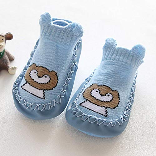 Zapatos de bebé, ASHOP Niña Niño Casuales Zapatillas del Otoño Invierno Flock Deporte Antideslizante del Zapatos Calcetines de Dibujos Animados Animal Slipper Boots 0-24 Meses (Azul,18-24 Meses)