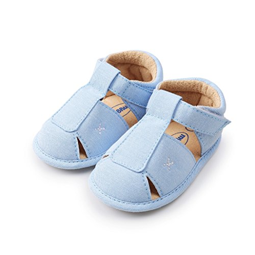 Zapatos de bebé por 3-18 Meses, Auxma Sandalias de niños, Zapatos Antideslizantes para bebés, Zapatos únicos de Verano para niños,Primeros Pasos (12cm/6-12 M, Cielo Azul)