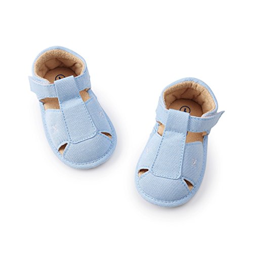 Zapatos de bebé por 3-18 Meses, Auxma Sandalias de niños, Zapatos Antideslizantes para bebés, Zapatos únicos de Verano para niños,Primeros Pasos (12cm/6-12 M, Cielo Azul)