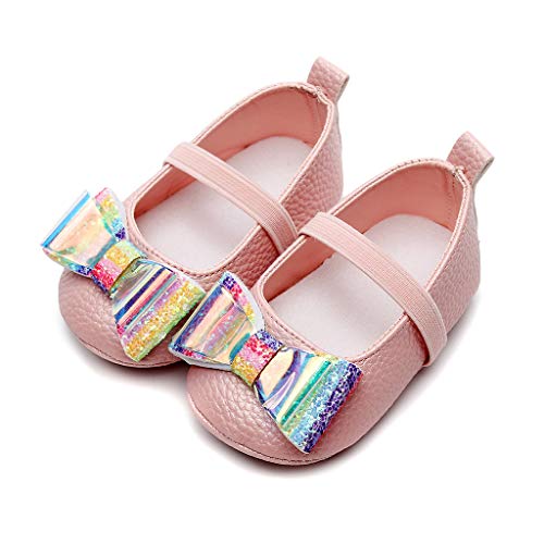 Zapatos De Bebé,Zapatos De Vestir De Lentejuelas Zapatos De Bowknot para NiñOs Zapatos De Bebé De Fondo Suave Zapatillas Antideslizantes Zapatos De Princesa Zapatos De NiñA con Bautizo Blanco 11-15EU