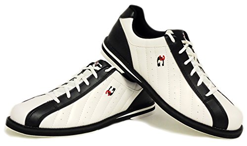  – Zapatos de bolos, 3 G Kicks, hombre y mujer, para diestros y zurdos en 4 colores, talla 36 – 48, color - blanco y negro, tamaño 41.5 (US 9)