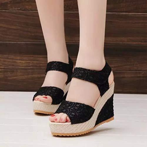 Zapatos De Cuña De Mujer Plataforma De Verano Tacón Alto Peep Toe Espalda Abierta Slingback Calzado Ocio Vacaciones Señoras Gancho Sandalias De Bucle