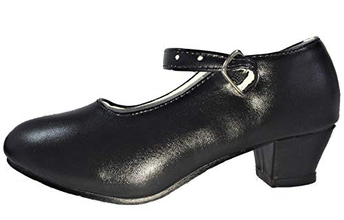 Zapatos de Flamenco, Sevillanas, Danza, Baile, para niña o Mujer. Color Negro. (30 EU, Negro)
