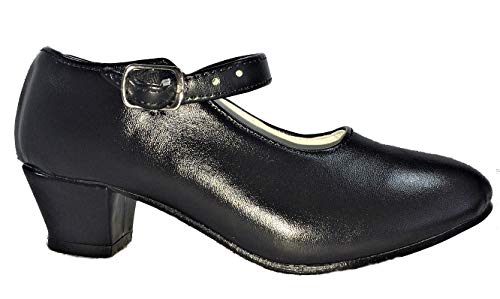 Zapatos de Flamenco, Sevillanas, Danza, Baile, para niña o Mujer. Color Negro. (30 EU, Negro)