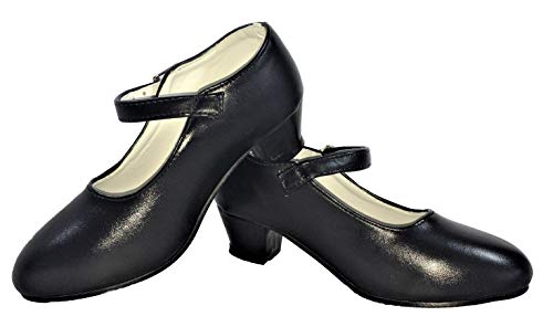 Zapatos de Flamenco, Sevillanas, Danza, Baile, para niña o Mujer. Color Negro. (30 EU, Negro)