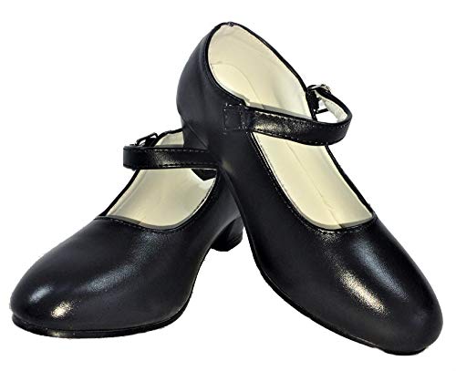 Zapatos de Flamenco, Sevillanas, Danza, Baile, para niña o Mujer. Color Negro. (30 EU, Negro)
