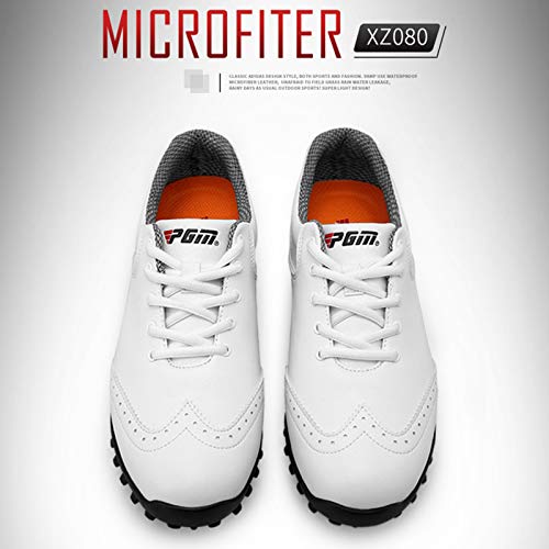 Zapatos de Golf Impermeables para Damas, Zapatillas de Golf Cómodas de Cuero de Microfibra, Cordones Casuales con Uñas Antideslizantes, Zapatos de Entrenamiento de Golf Resistentes Al Desgaste
