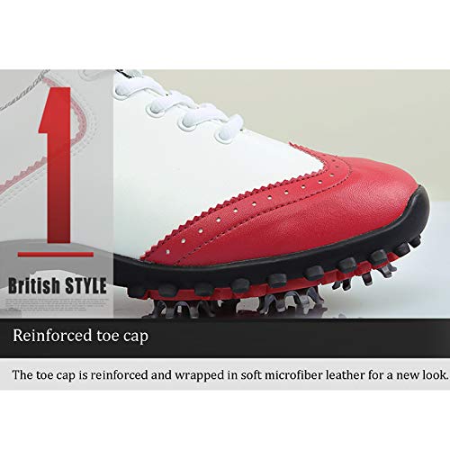 Zapatos de Golf Impermeables para Damas, Zapatillas de Golf Cómodas de Cuero de Microfibra, Cordones Casuales con Uñas Antideslizantes, Zapatos de Entrenamiento de Golf Resistentes Al Desgaste