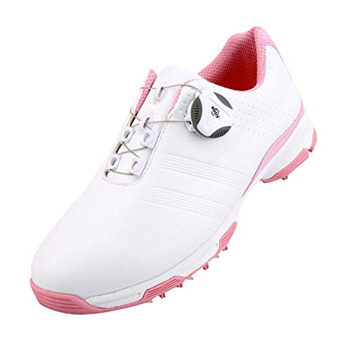 Zapatos de golf para damas, impermeables y transpirables, cordones giratorios inteligentes, zapatos antideslizantes, tacos laterales, zapatillas de golf, zapatos para caminar ligeros y transpirables
